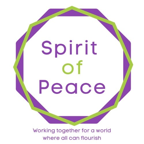 spirit of peace logo with tagline 'working together for a world where all can flourish'