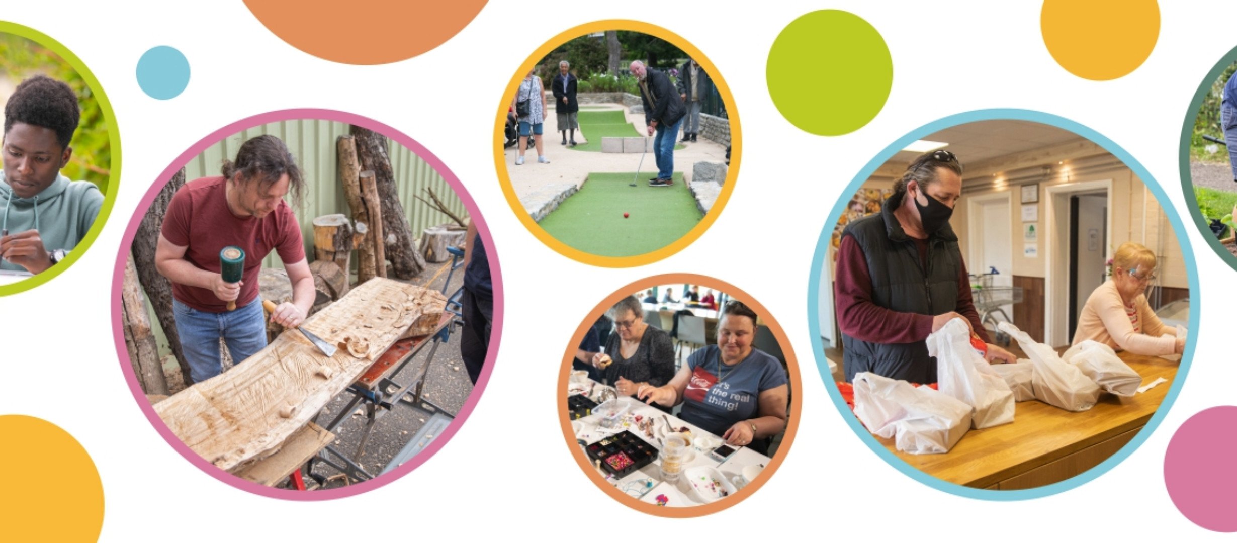 A banner showing photos from a range of activities that Fair Shares does.