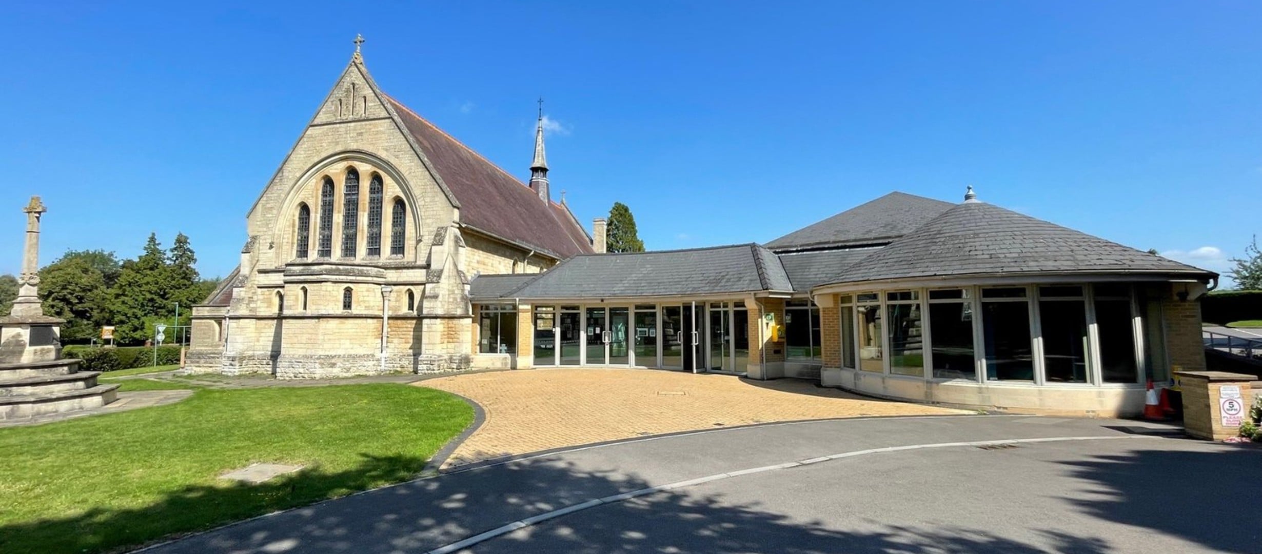 church building with glass fronted community space