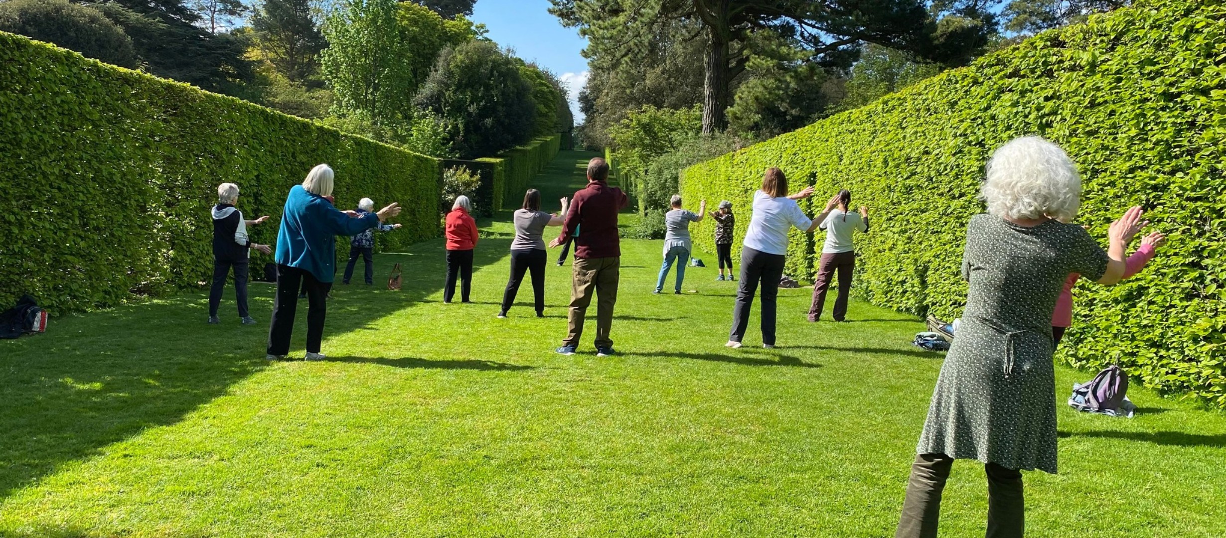 Tai Chi in the garden at Hidcote