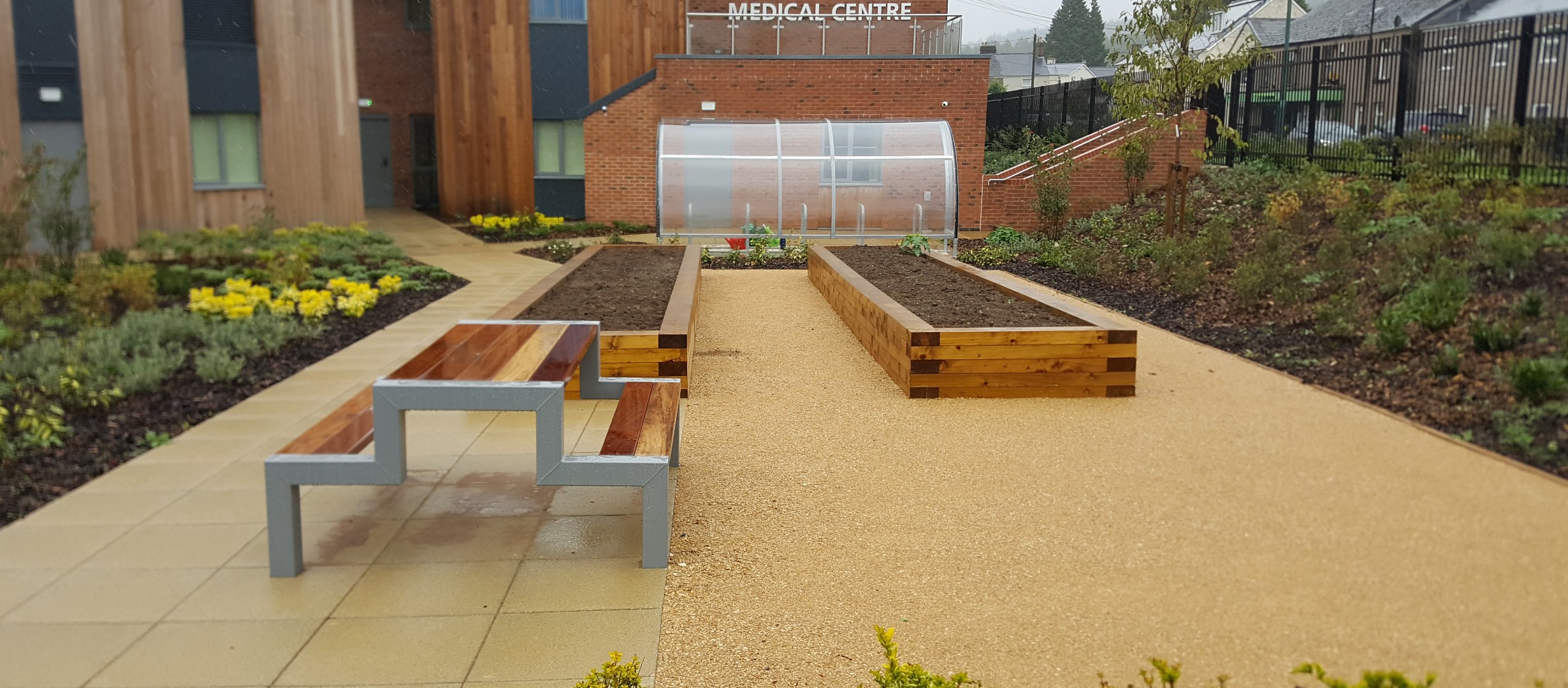 flower beds with plenty of space for new planting