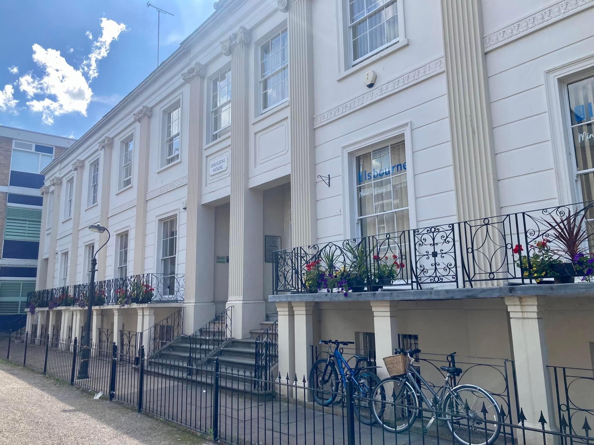 A picture of The Isbourne, a regency building in the centre of Cheltenham.