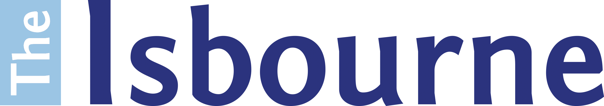 The Isbourne, community wellbeing logo, in duck egg blue and navy.