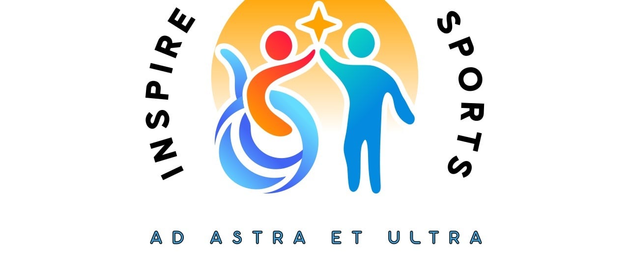 Logo depicts a wheelchair user and person working together to reach a common goal