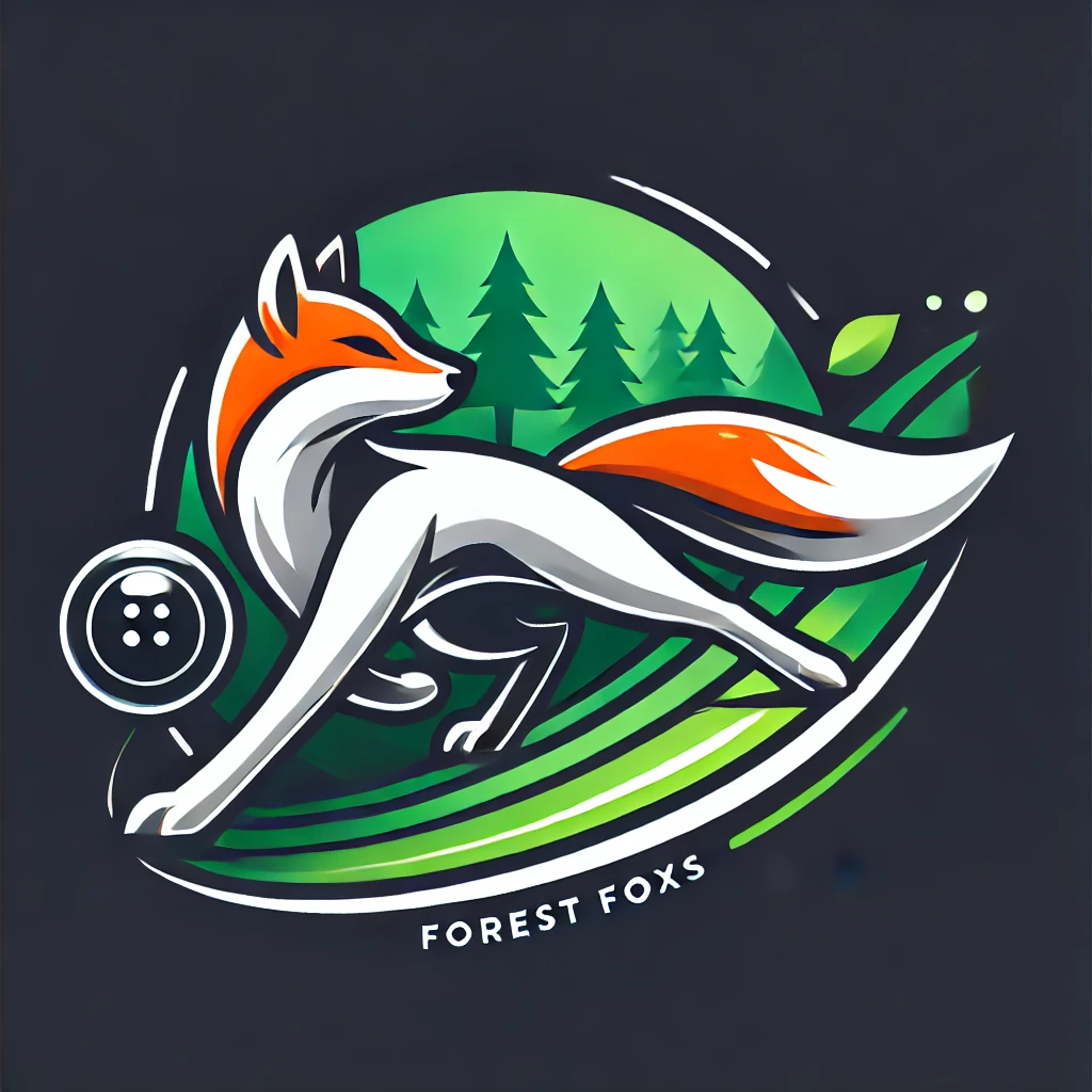 The Forest Foxes Logo which depicts a fox looking over its shoulder in front of some trees